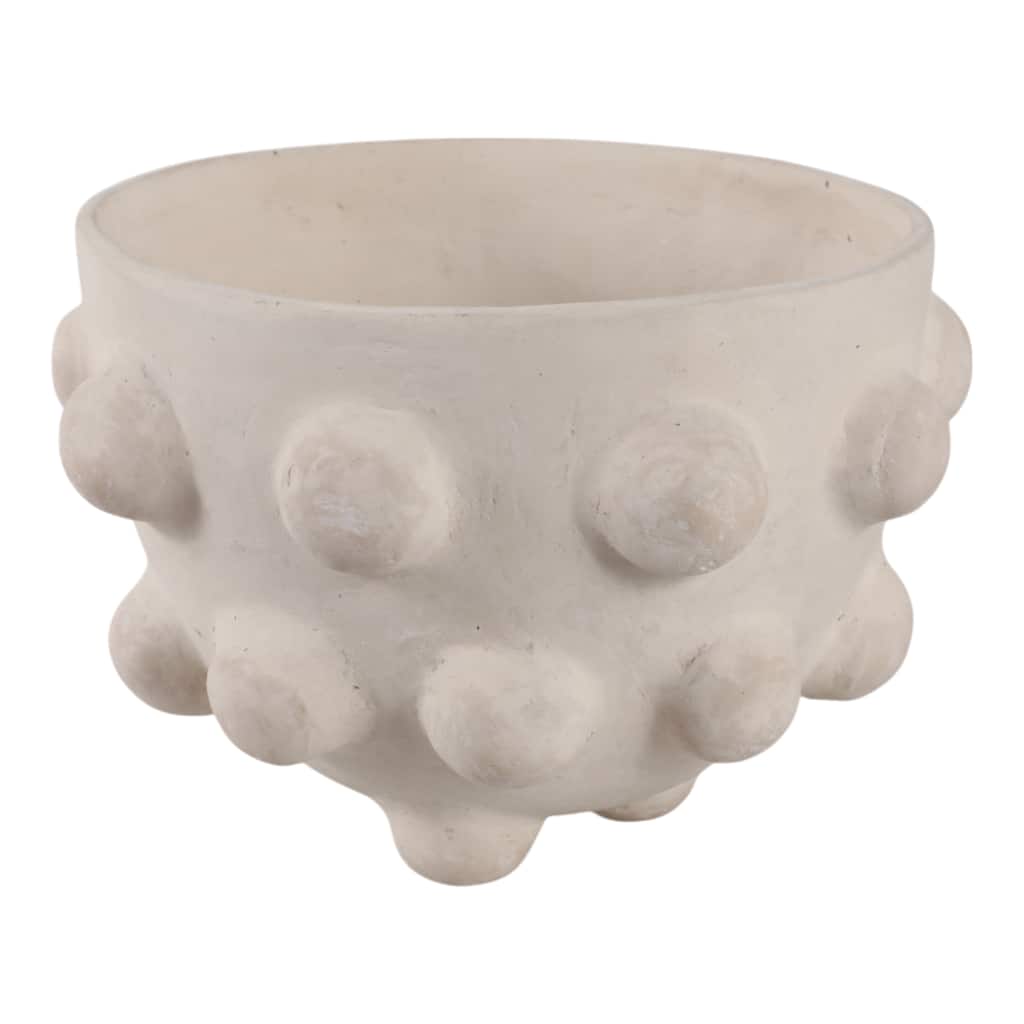 Paper Mache Decorative Bowl with Textured Exterior - 6" White - 9.75" x 9.75" x 6.25"