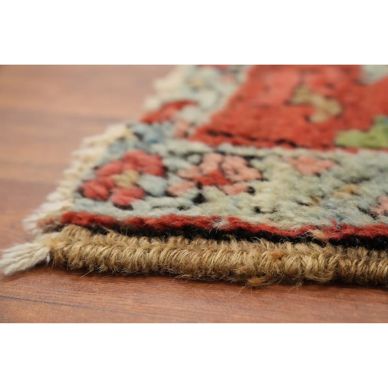 Hand Knotted Oriental 100% Wool Carpet Traditional Floral Navy Blue & Blues Heriz (serapi) Area Rug - 11' 8'' X 9' 4''