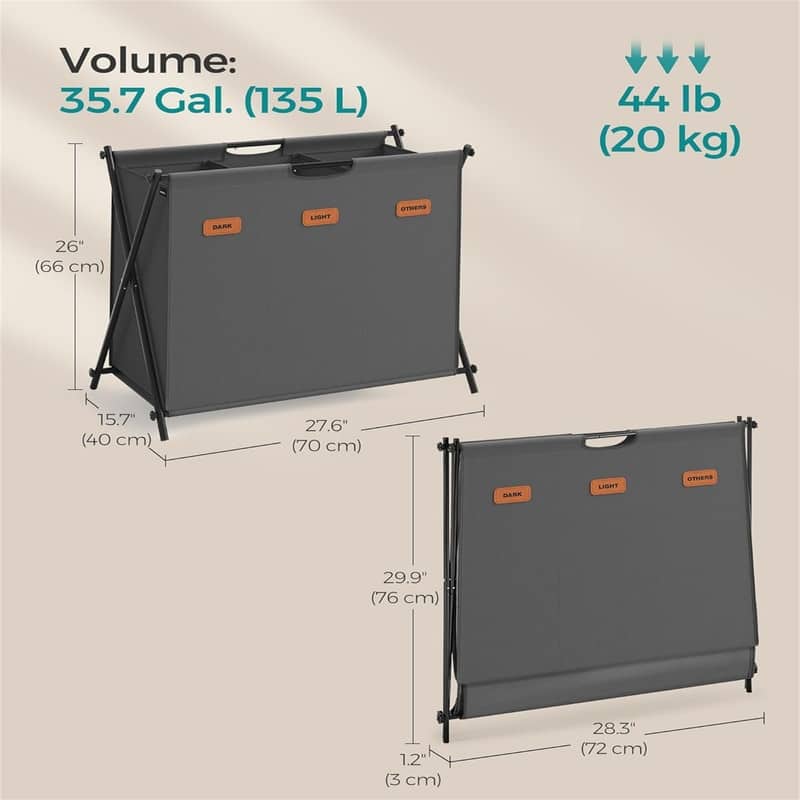 35.7 Gal. Laundry Sorter 3 Sections,
