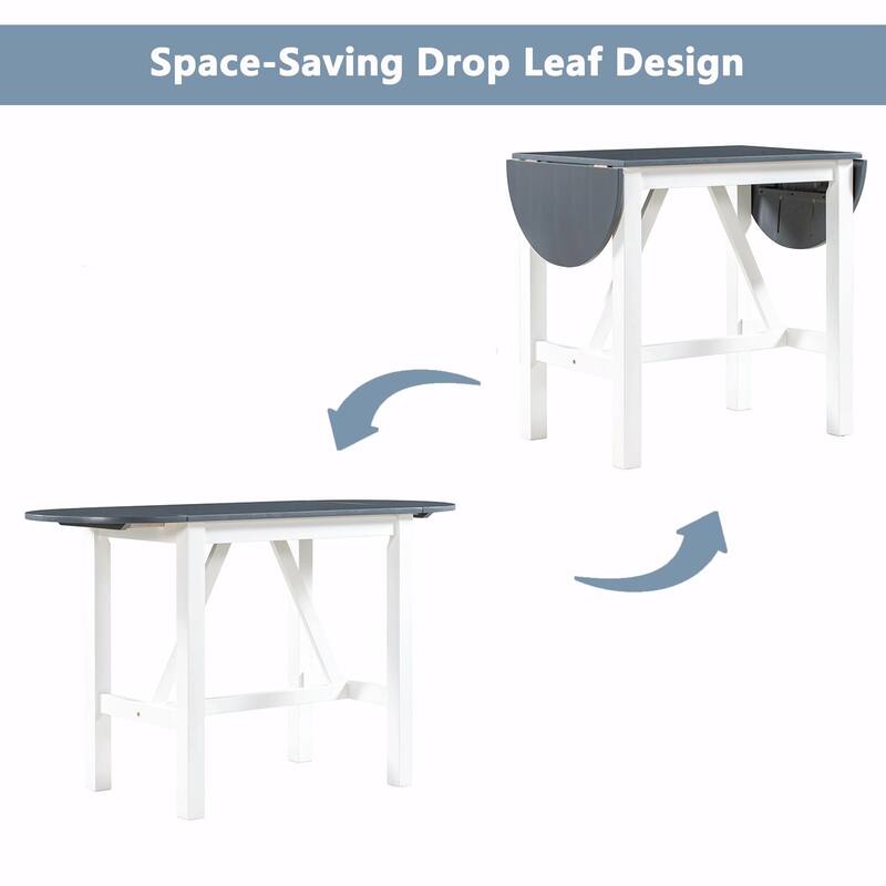 CompactWood Dining Set: Counter-Height Table with Drop Leaf & 2 Upholstered Chairs for Small Spaces