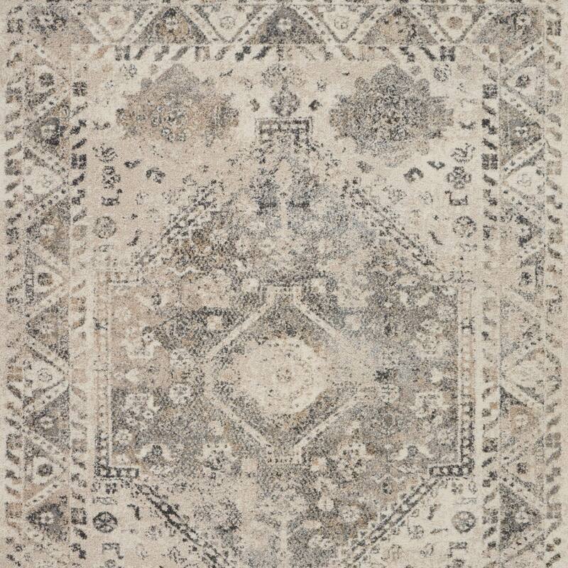 Power Loomed Distressed Floral Traditional Stain Resistant Soft Area Rug
