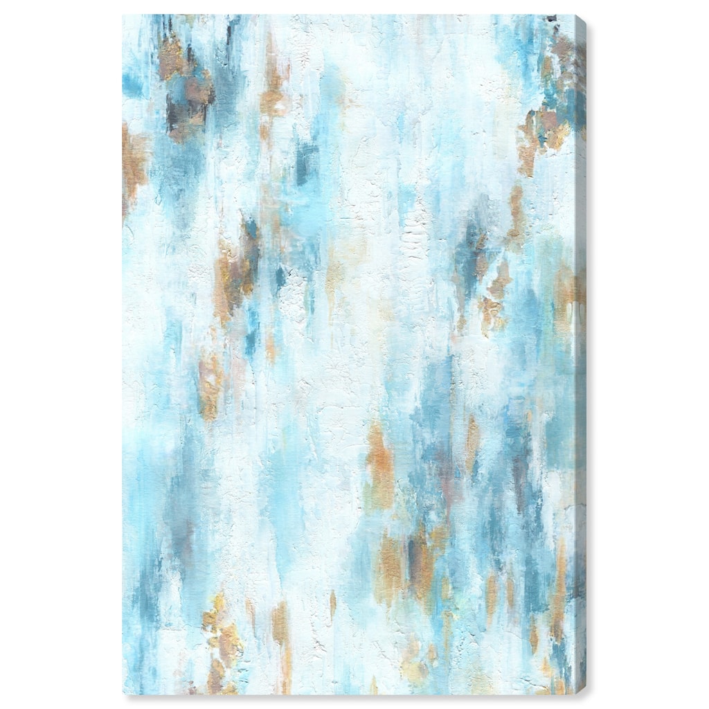 Art Remedy Textured Shades Gallery Wrapped Blue Abstract 1 Piece Canvas Wall Art
