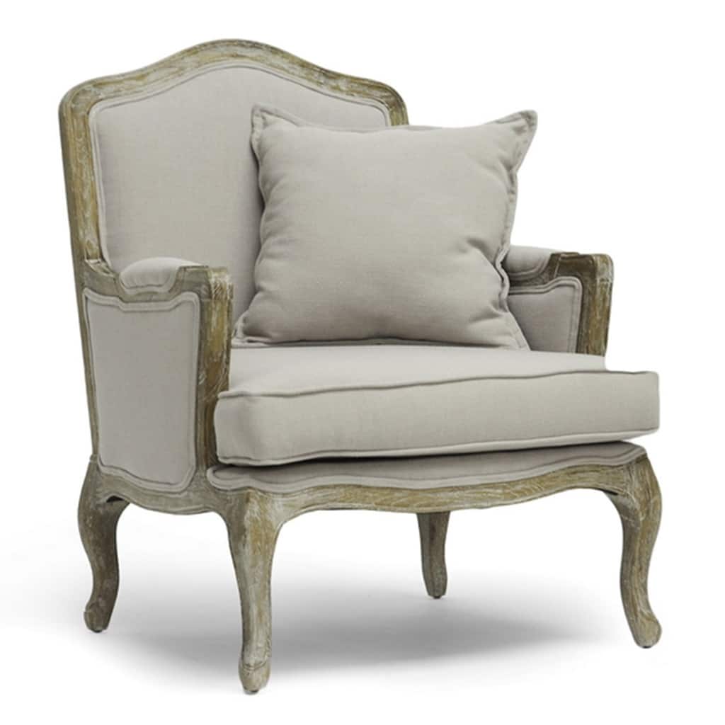 French Country Beige Fabric Chair