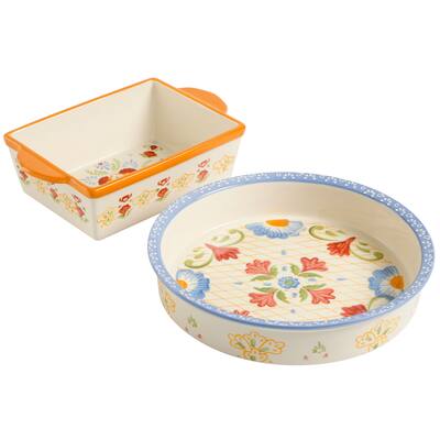 Hand Painted 1.8 Quart and 1.6 Quart Pie Dish - 1.8 Quart
