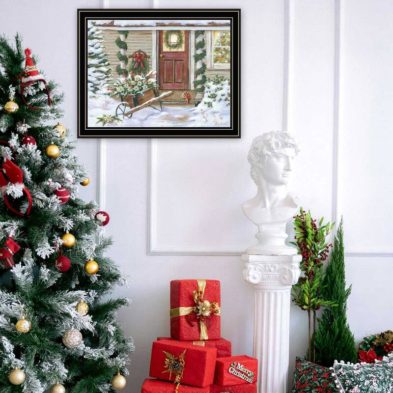 Framed Wall Art - Holiday Porch, Black Frame