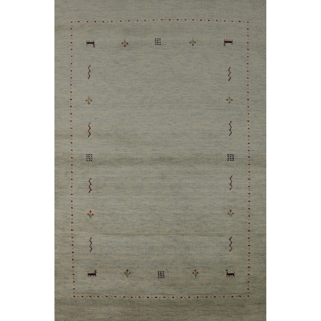Hand Knotted Oriental 100% Wool Carpet Tribal Animal Pictorial Multi-Colored Gabbeh Area Rug - 5' 10'' X 3' 11''