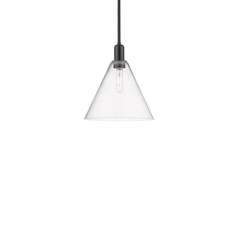 Innovations Lighting 716-1S-14-12 Berkshire Glass Pendant Berkshire - Matte Black / Seedy