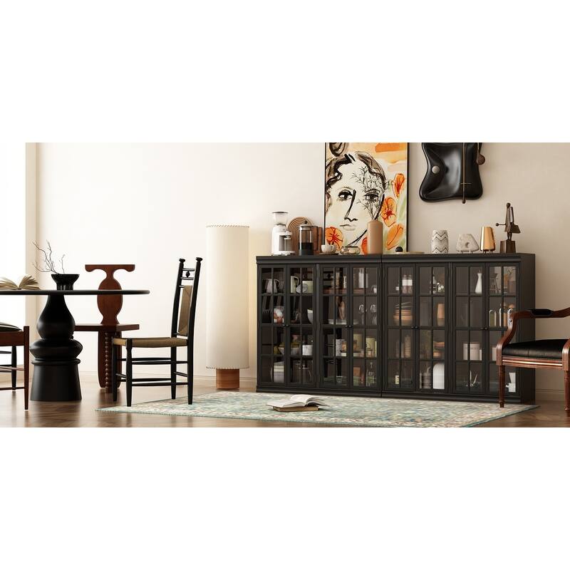 Sophisticated Storage Ensemble: Buffet Sideboard Bookshelf Cabinet