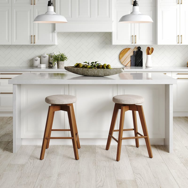 Nathan James Amalia Backless Counter Height 360 Swivel Seat Wood Bar Stool