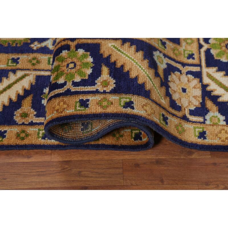All-Over Blue Oushak Oriental Area Rug Handmade Wool Carpet - 7'11"x 9'9"
