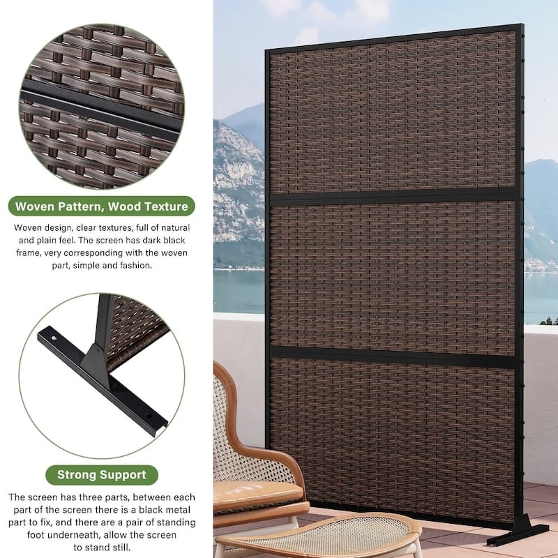 Privacy Screen Outdoor Free Standing Outdoor Screen Panel - 72"H x 47"W