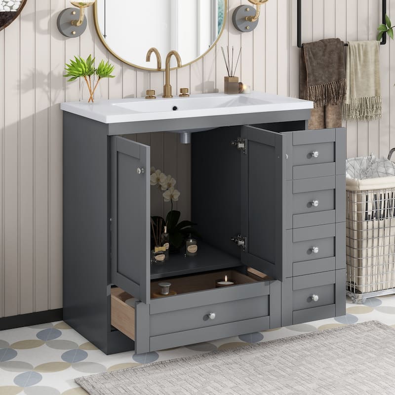 36 inch Shaker Style Free-Standing Bathroom Vanity Cabinet with Sink