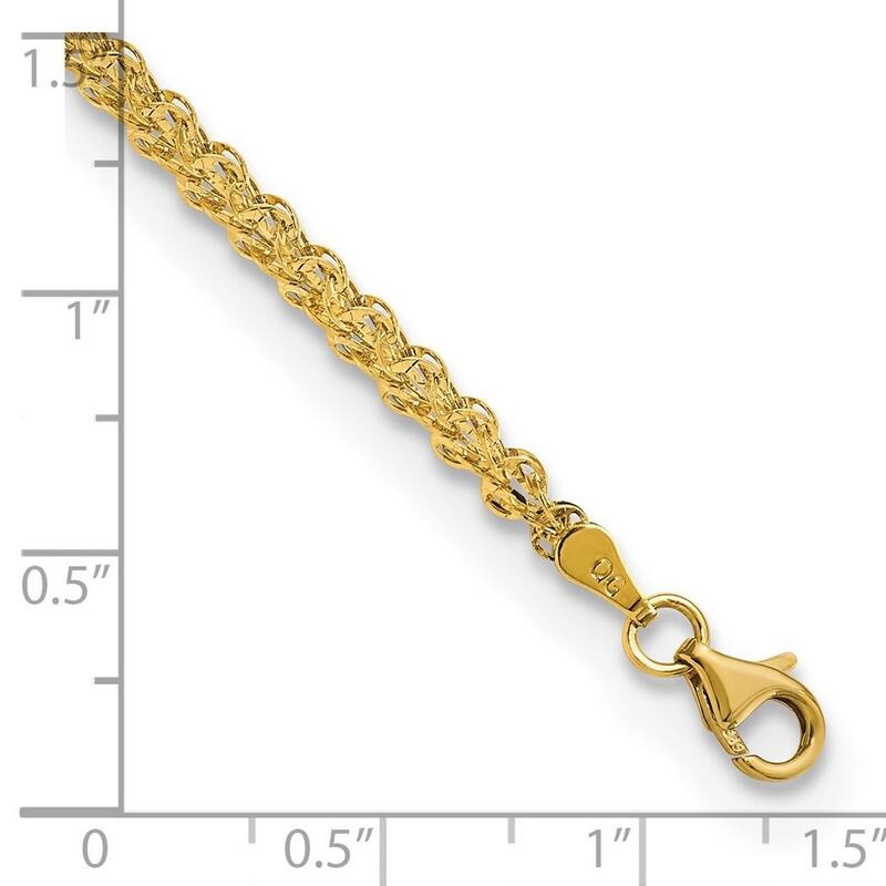 Curata 14k Yellow Gold Polished Fancy Link Bracelet 7.5 Inch