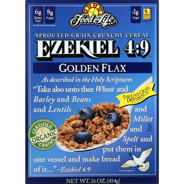 Food For Life Baking Co. Cereal - Organic - Ezekiel 4-9 - Sprouted Whole Grain - Golden Flax - 16 oz - case of 6