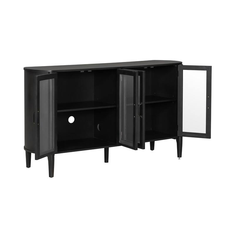 58" Sideboard with 4 Glass Doors for Living Room and Dining Room Organization