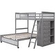 preview thumbnail 18 of 19, Wooden Twin Over Full L-Shaped Bunk Bed Wheels
