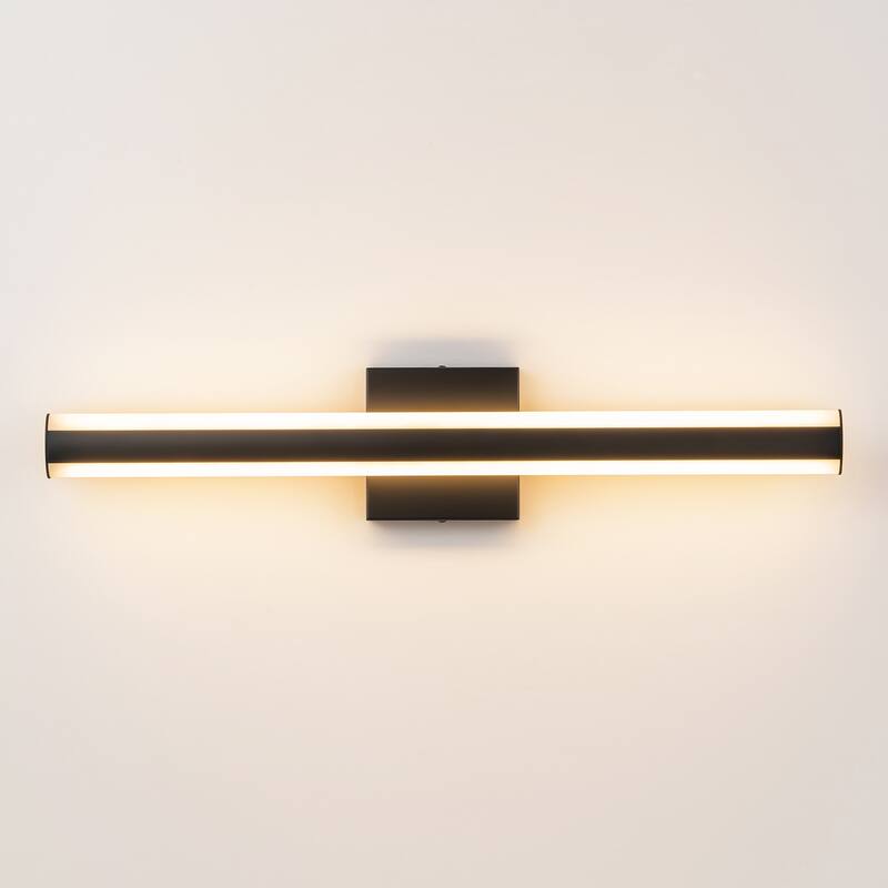 2-Light Modern Black Linear LED Bathroom Vanity Light - 23.8 in. W x 4.3 in. H x 3.3 in. D