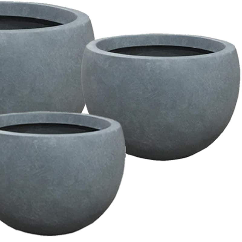 Durx-litecrete Lightweight Concrete Bowl Cement Color Planter-Set of 3 - 19.7'x19.7'x13'