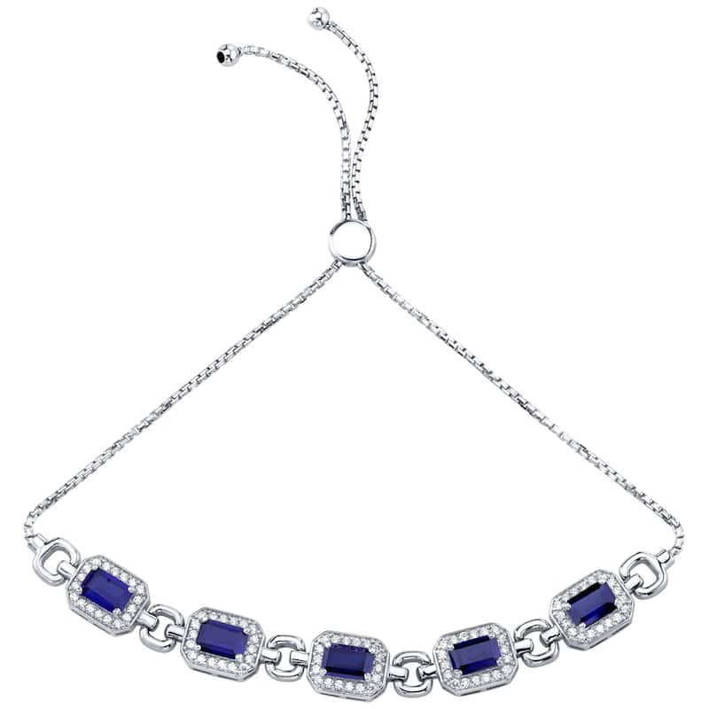 3.5 ct Sapphire Adjustable Bracelet in Sterling Silver