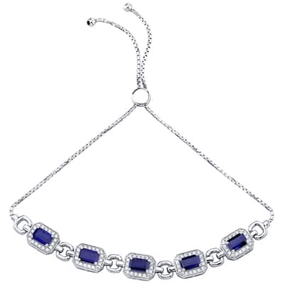 3.5 ct Sapphire Adjustable Bracelet in Sterling Silver