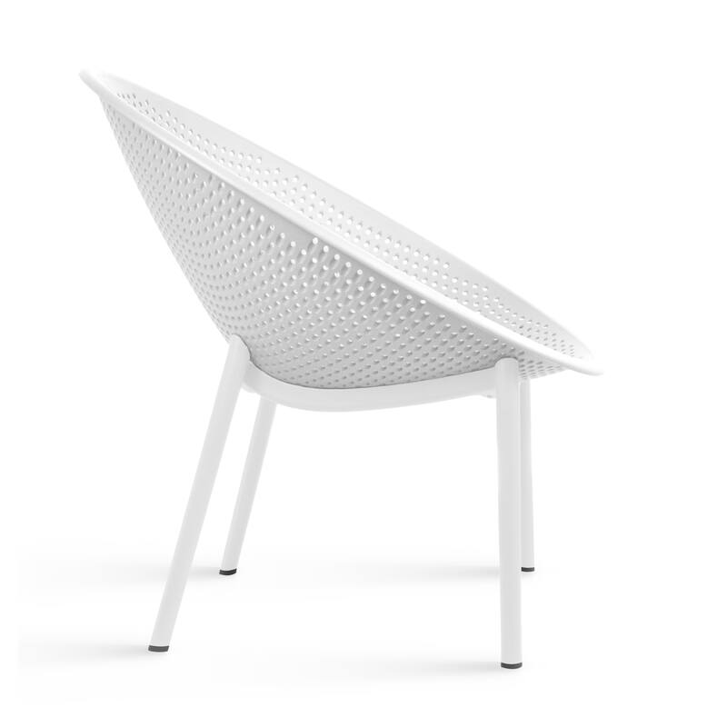 Set of 2 Modern Plastic Lounge Chair Plastic Legs with Polka Dots Spot Breathable for Patio Indoor Outdoor Use
