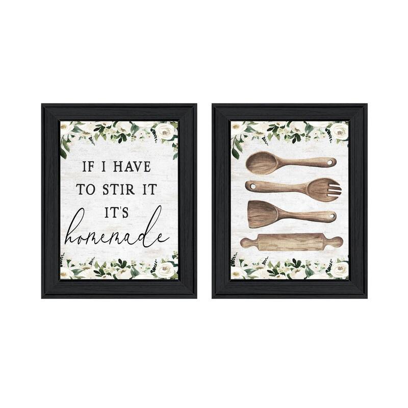Trendy Decor 4U "Homemade Kitchen" Printed Framed Wall Art by Lettered & Lined - Charcoal - 15 x 19