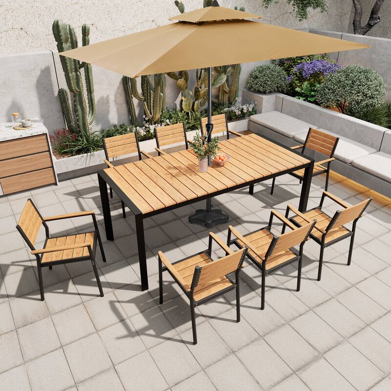 Pellebant Premium Outdoor Patio Aluminum Dining Table with Umbrella Hole
