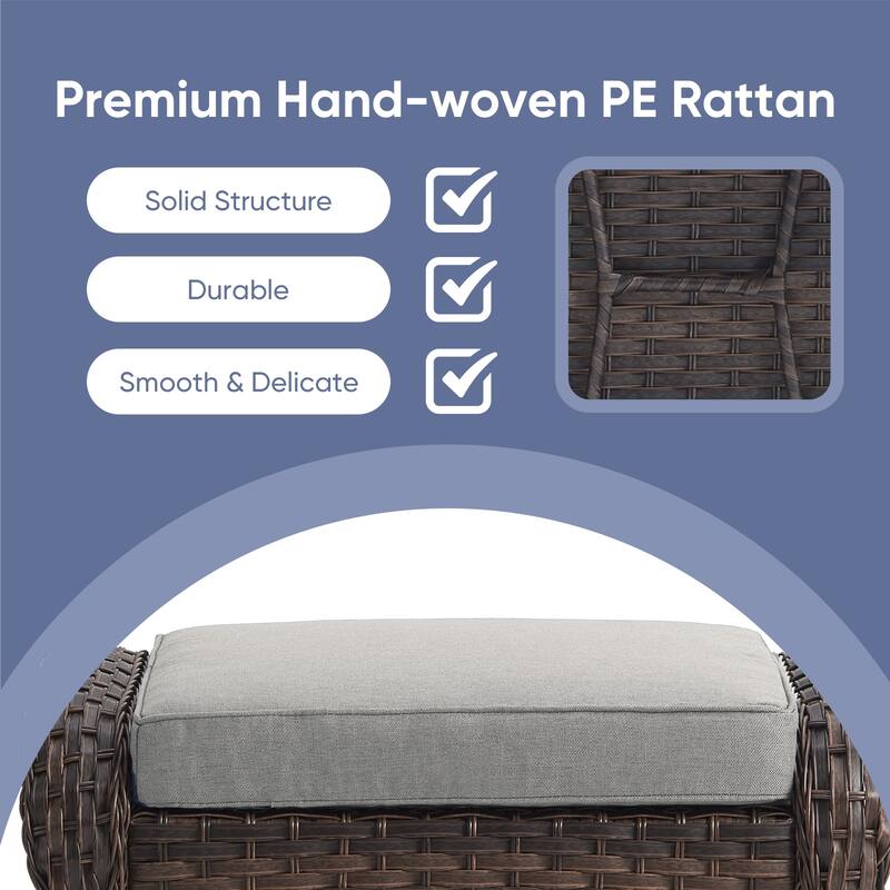 Outdoor Patio High Back Chairs Ottomans with Side Table