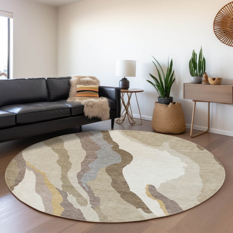 Premium Washable Super Soft Mid Century Modern Mayfield Rug - Beige - 8' x 8'
