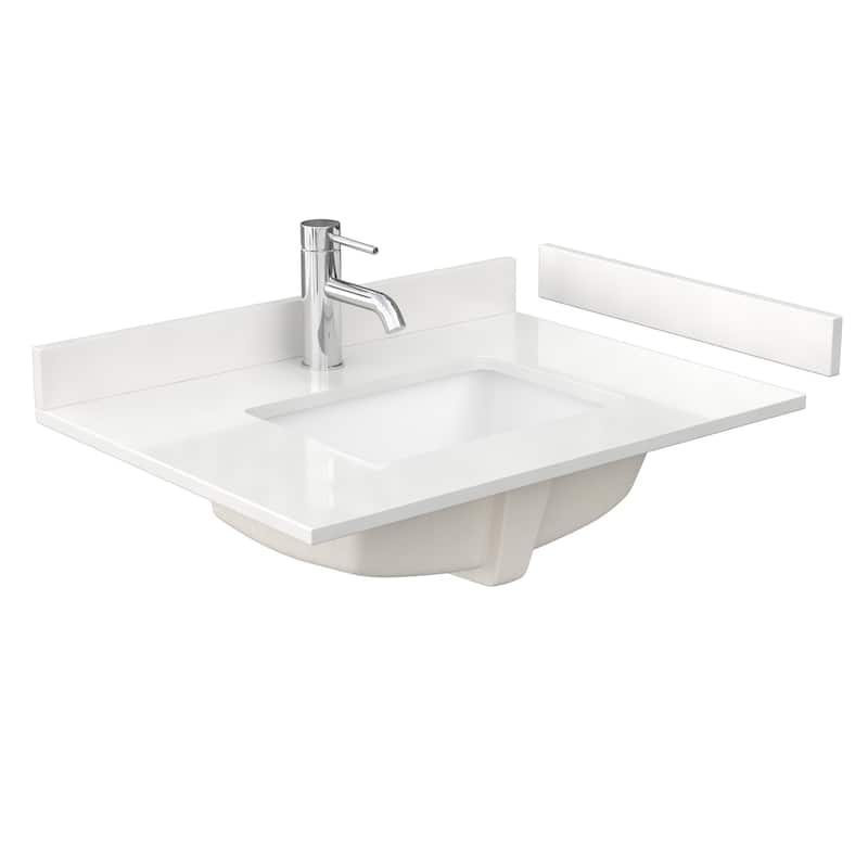 Wyndham Collection WCFQC130STOPUNS-Q 30" Quartz Vanity Top with - White Quartz - Painted