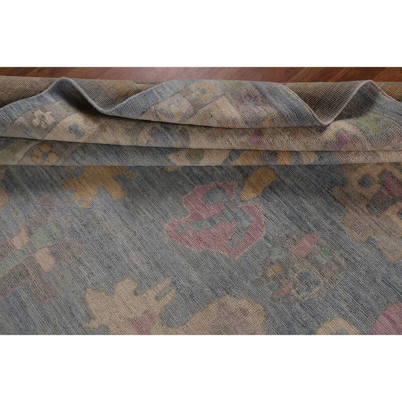 Light Blue Oushak Turkish Large Rug Handmade Wool Carpet - 10'0"x 13'9"