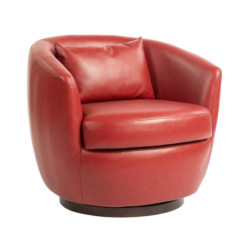 Upholstered Swivel Barrel Armchair with Storage and Metal Base