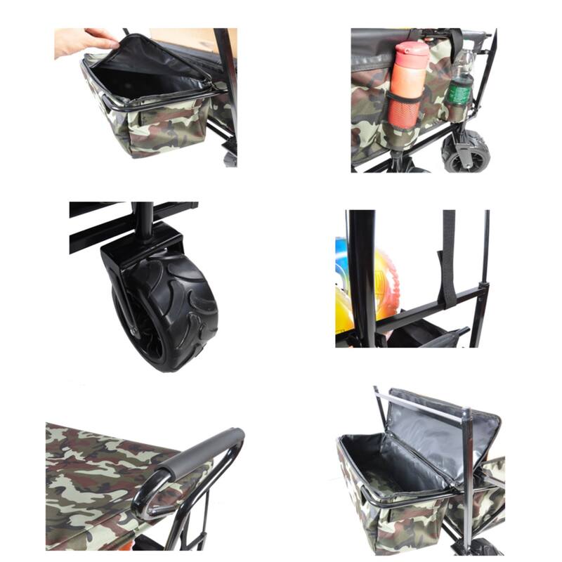 Outdoor Steel Folding Large Capacity Garden Cart Patio Wagon with Lid