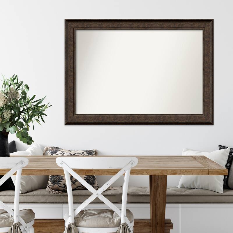 Non-Beveled Wall Mirror - Ridge Bronze Frame