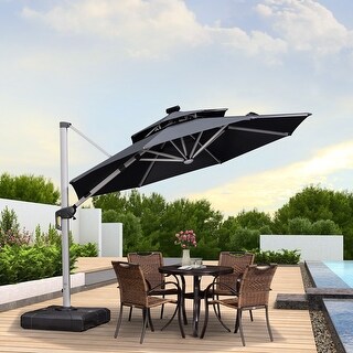 PURPLE LEAF 10 ft Round Outdoor Umbrellas With Lights