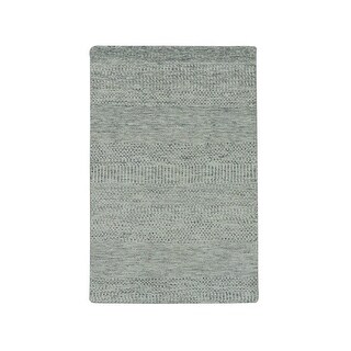 Shahbanu Rugs Medium with Light Slate Gray Hand Knotted Modern Tone on ...