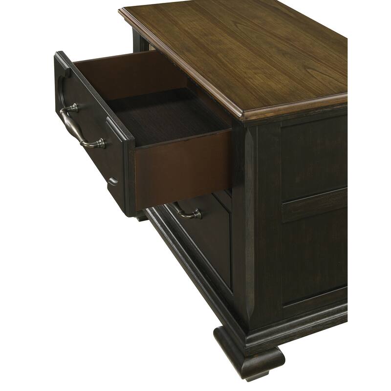 Traditional Wooden Nightstand, Bedside Storage Cabinet with Drawers and Metal Knobs, Entryway Table with Sturdy Frame