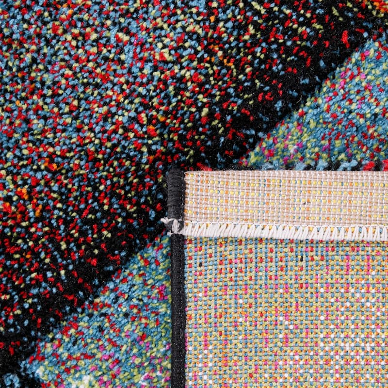 Colorful Living Room Rug with geometric Squares, Multi-Colored