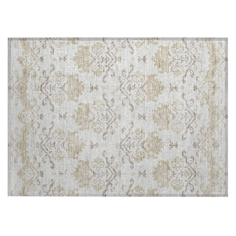 Machine Washable Indoor/ Outdoor Chantille Medallion Damask Rug