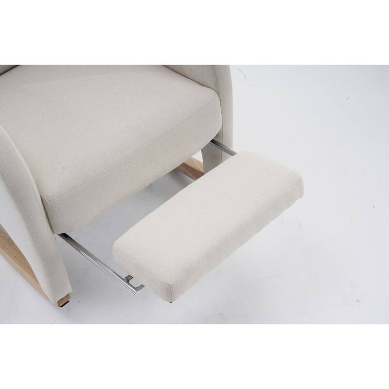 Comfortable Rocking Chair with Adjustable Footrest and Spacious Seat, Perfect for Relaxing and Unwinding.