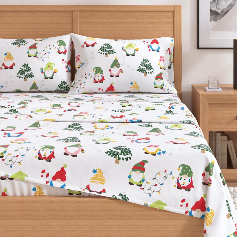 Linery & Co. Christmas Turkish Cotton Double-Brushed Flannel Bed Sheet Set