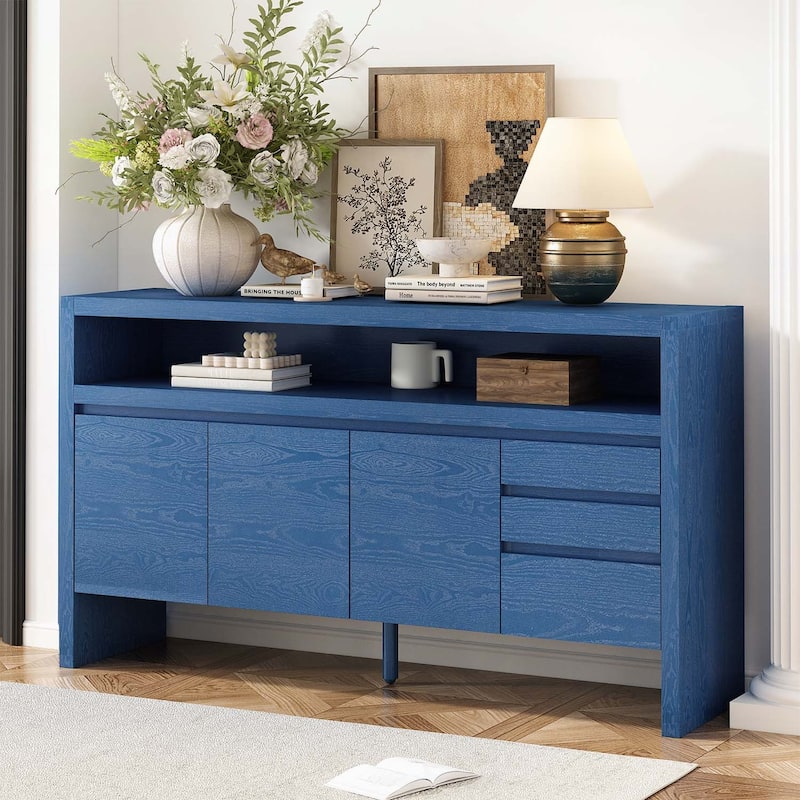 Functional Sideboard with Drawers and Semi - Open Shelf