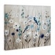 preview thumbnail 10 of 9, Stupell Birds Floral Meadow Blue White Blossoms Canvas Wall Art