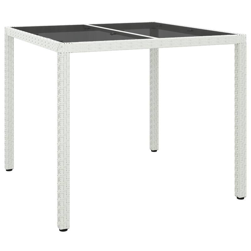 vidaXL Patio Table Tempered Glass and Poly Rattan Table 35.4"/59" Multi Colors