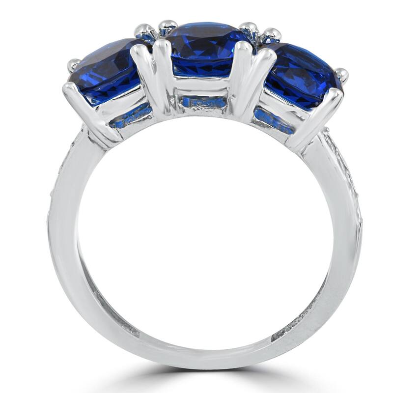 3 3/4ct Diamond & Synthetic Blue Sapphire Ring White Gold 3- Stone