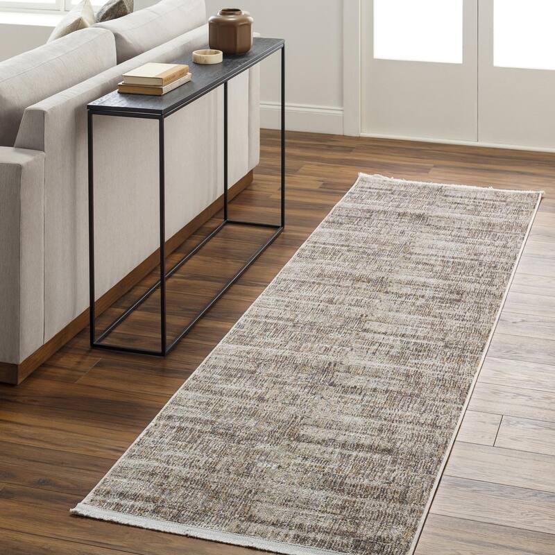 Livabliss Modern & Contemporary Aida Abstract Area Rug - 2'7" x 9' - Taupe