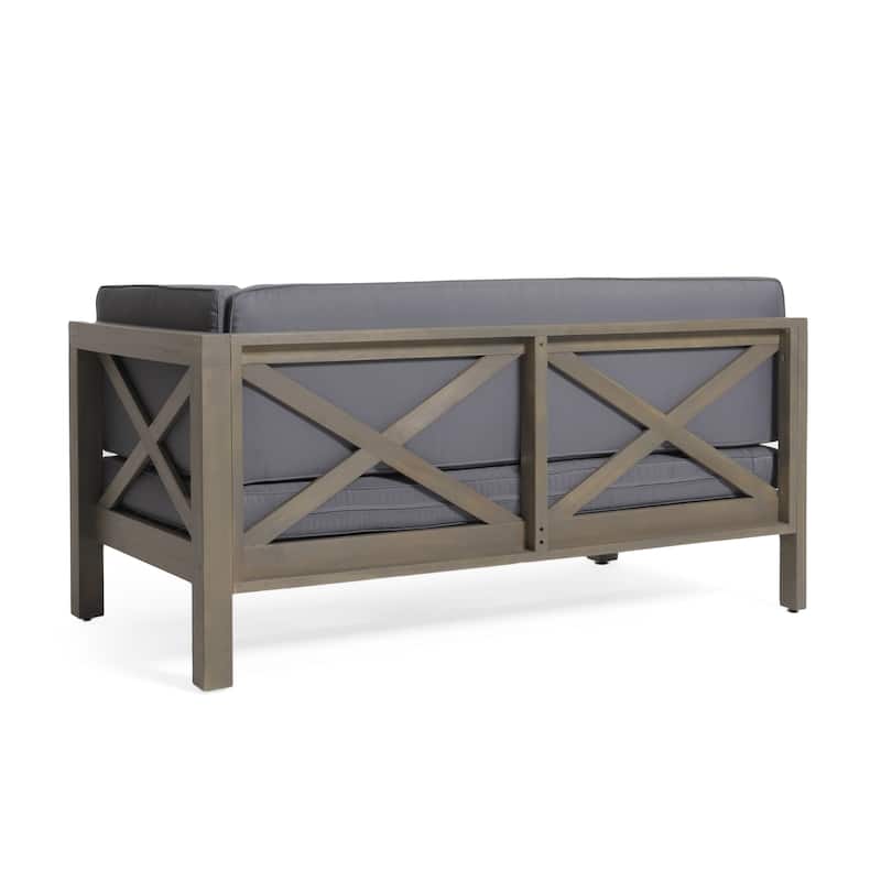 Brava Outdoor Acacia Wood X-Back Patio Sofa Loveseat Set (Set of 2) by Christopher Knight Home