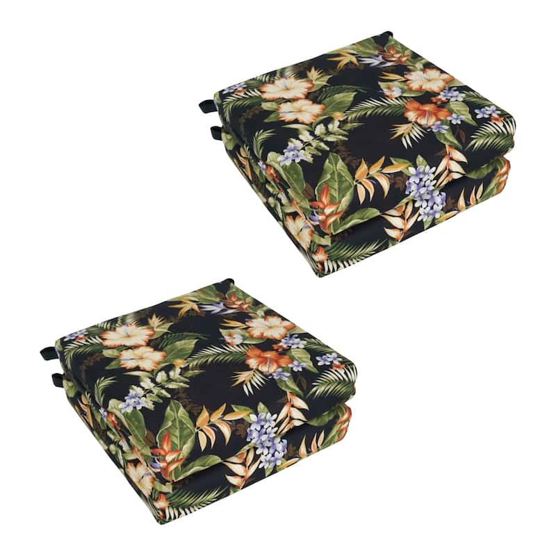 16-inch Indoor/Outdoor Chair Cushions (Set of 4) - 16 x 16 - Freeport Ebony