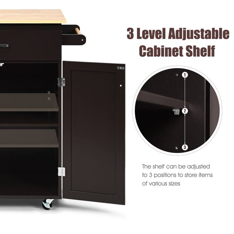 Gymax Rolling Kitchen Island Utility Kitchen Cart Storage Cabinet - See Details