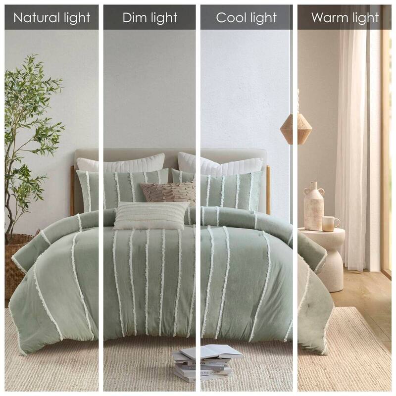 GDF Studio - Marceline Striped Cotton 3-Piece Comforter Set with Clip Jacquard Trim